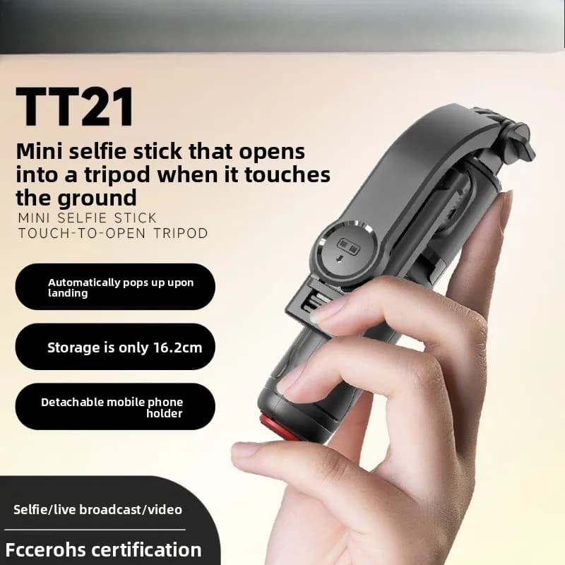 Mini treppiede portatile per selfie stick Bluetooth - Supporto per fotocamera retrattile anti-vibrazione per foto e video