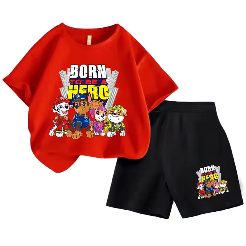 Set di vestiti per bambini Cartoon Paw Patrols, maglietta Chase Skye, pantaloncini, 2 pezzi, completo estivo per bambini, stampa cane carino, abbigliamento sportivo per ragazza e ragazzo
