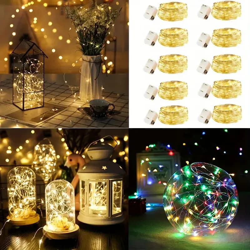 10pcs Battery Operated LED Fairy Lights - Warm & Multicolor Starry Moon Lights -for DIY Wedding, Party, Christmas Decoration