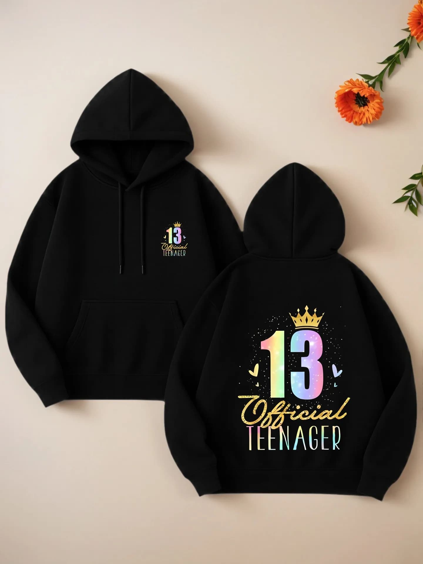 Felpa con cappuccio grafica da donna, design estetico, stampa di lettere, abbigliamento casual quotidiano, misto cotone, per adolescenti