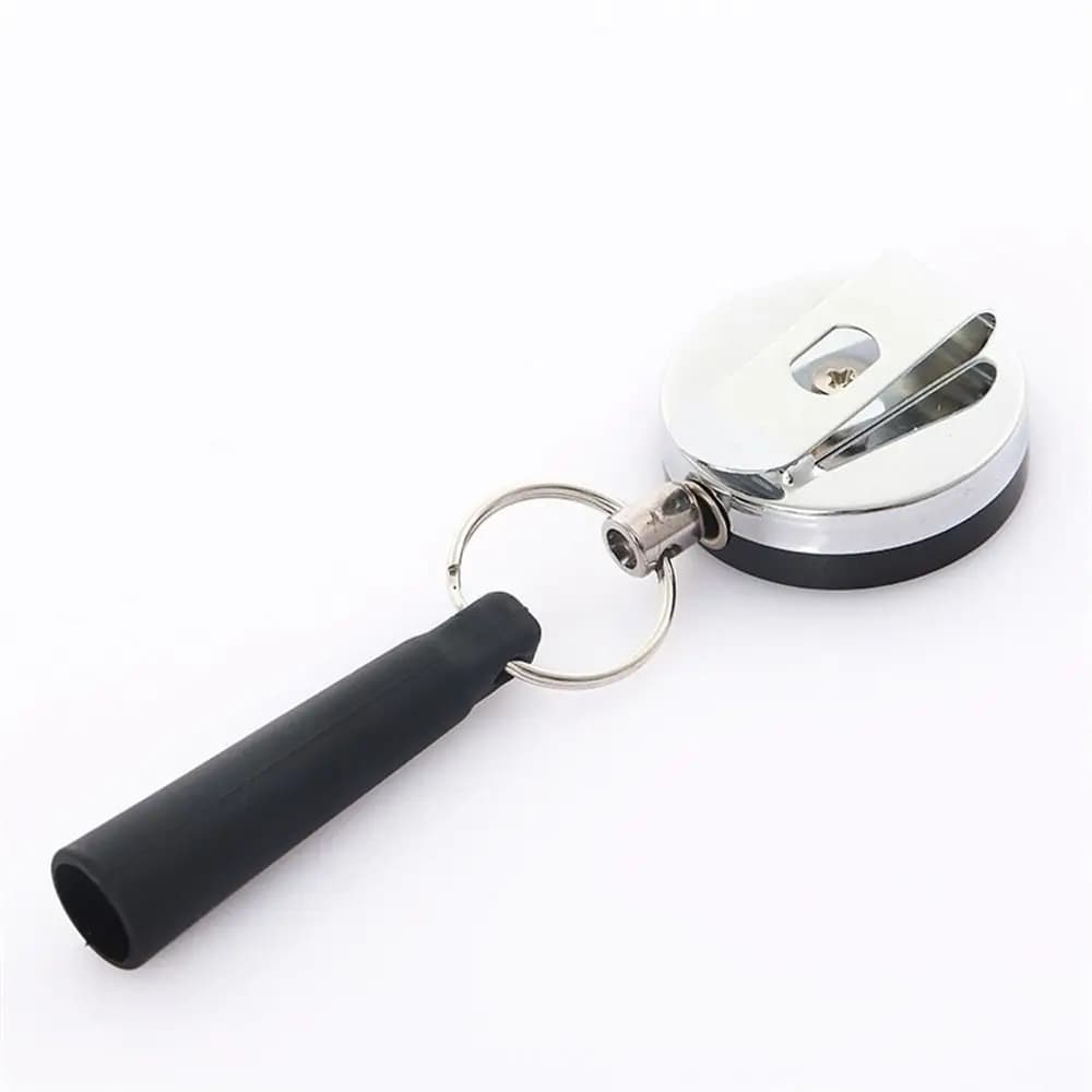 Heavy Duty Retractable Pen holder Stainless Steel Keychain Chain pencils Anti-smarriage Elastic Silicone camping outdoor