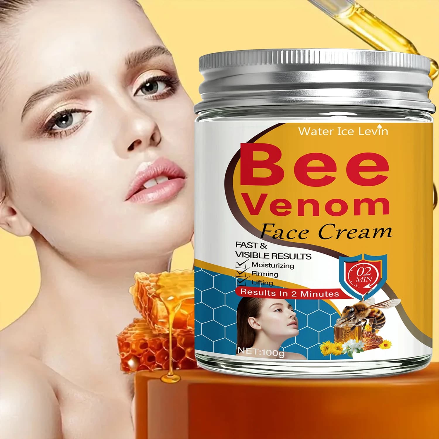 Bee Venom face cream - With retinol and collagen, fast visible results for moisturized and smooth skins, light formula