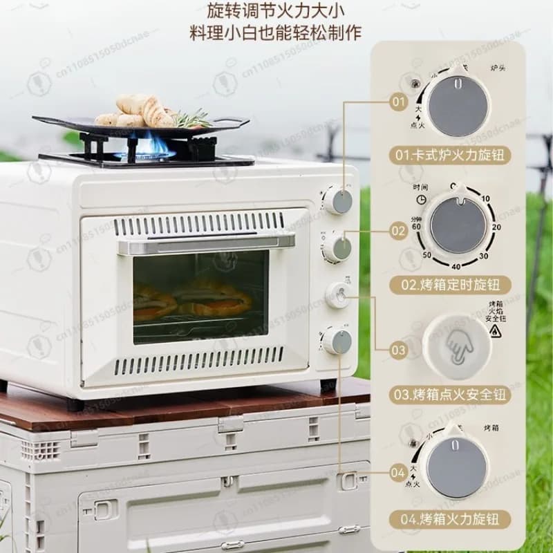 Forno da Esterno a Doppio Strato - Fornello da Campeggio Multifunzione per Grigliare, Cuocere e Cucinare, Design Portatile con Bombola di Gas