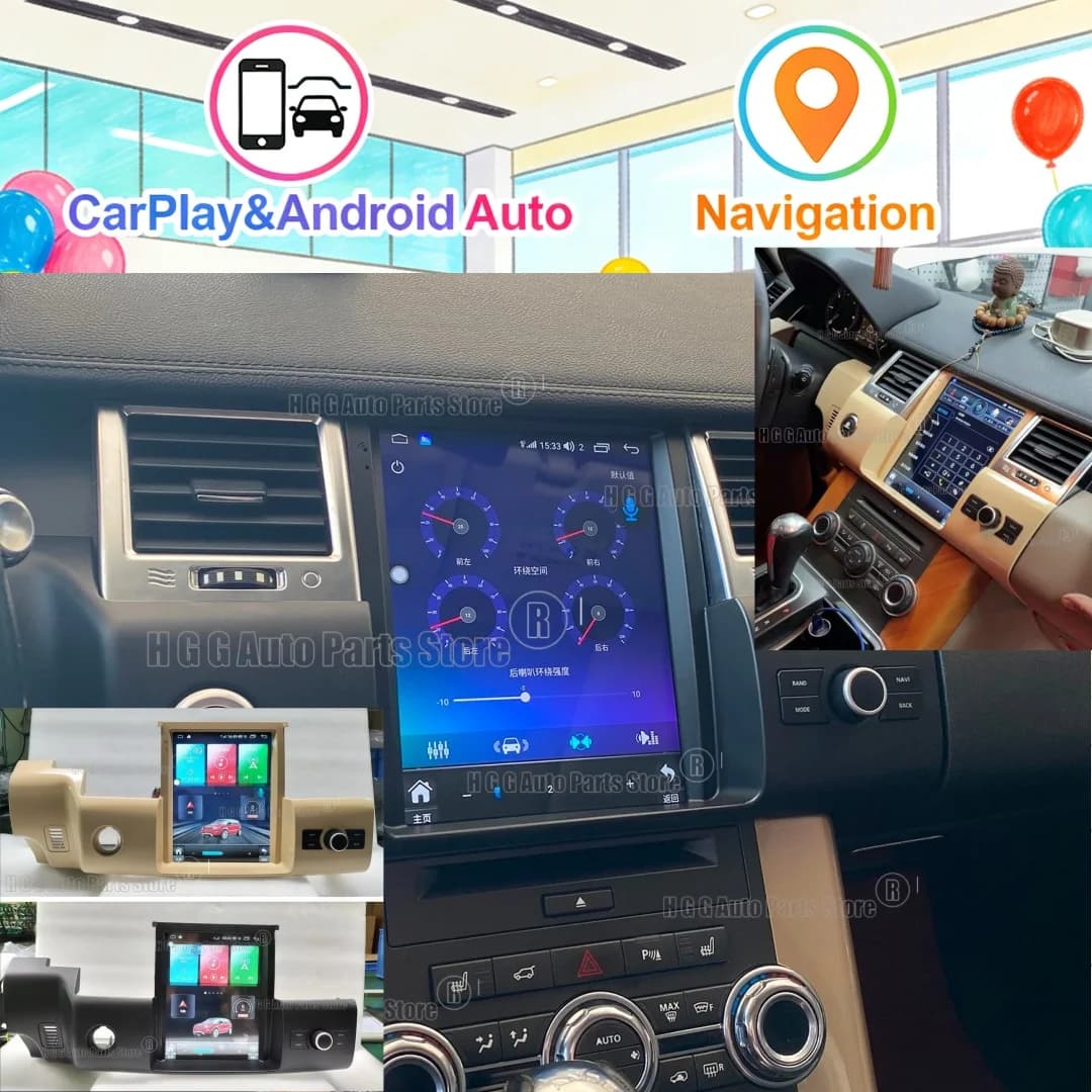 Autoradio Android 14 per Range Rover Sport L320 2010-2013, Navigatore GPS, Schermo Multimediale, Stereo con CarPlay