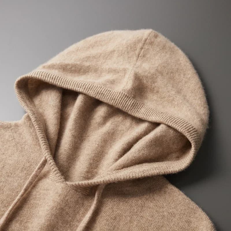 Autunno Inverno Nuovo maglione merino da uomo 100% lana con cappuccio colletto lavorato a maglia pullover casual con cappuccio a maniche lunghe