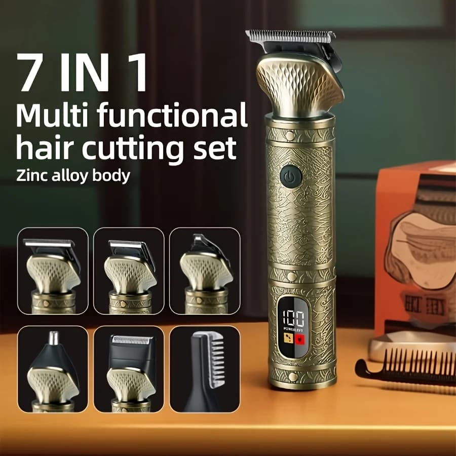 Men's Electric Grooming Set Cordless Hair Clipper Shaver Beard Body Nose Trimmer Professional Barber Home Use Father's Day Gift