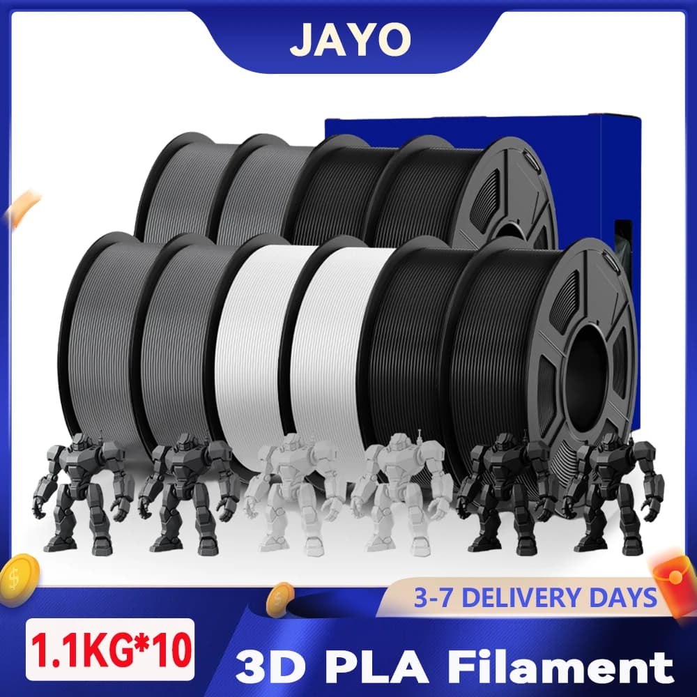 Filamento JAYO PLA 1.75mm +/-0.02mm Filamento stampante 3D PLA 10 rotoli per stampante 3D Bambu FDM Materiali di stampa 3D avvolti in modo ordinato