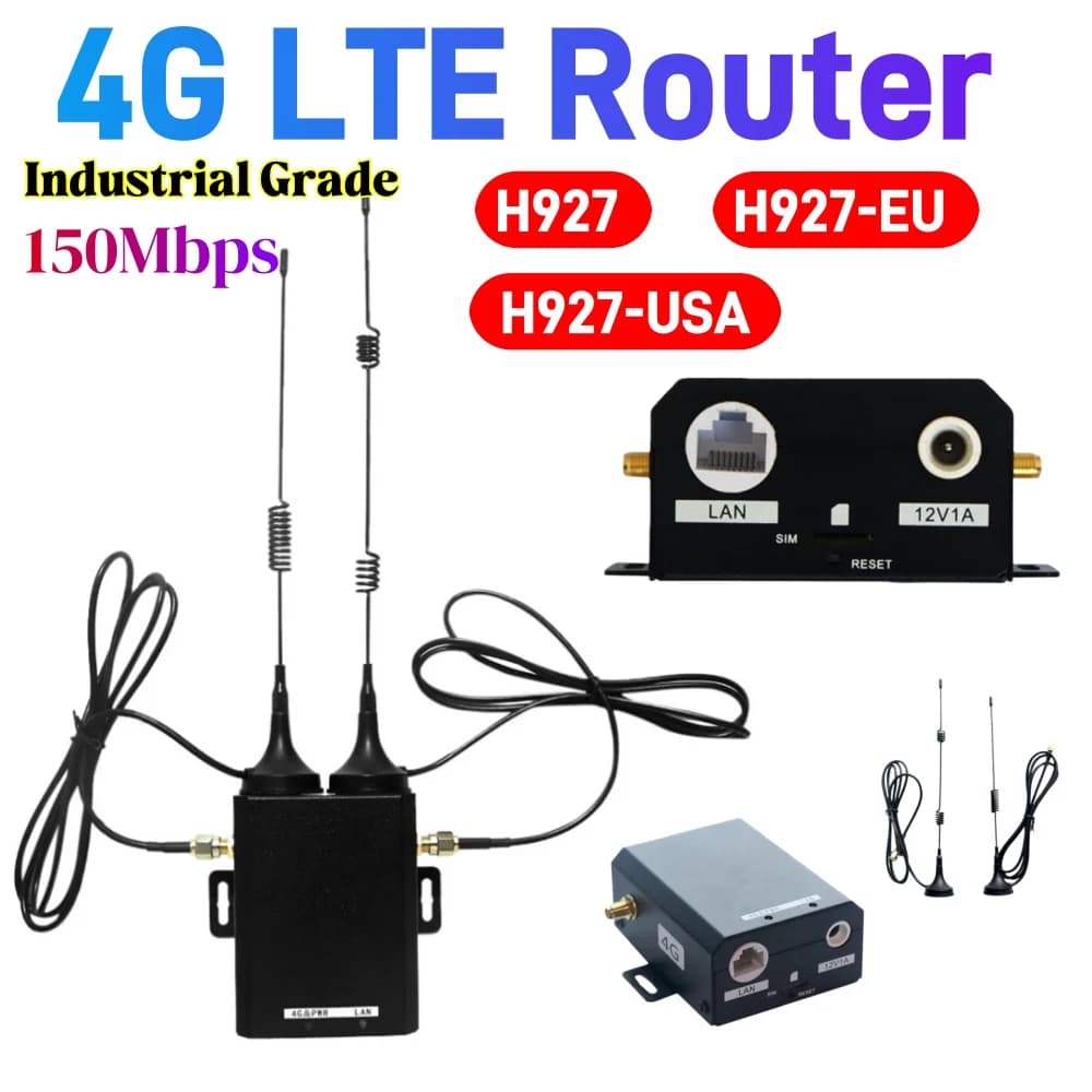 Router WiFi H927 di Grado Industriale, Router 4G LTE con Slot SIM, 150Mbps con Antenna Esterna, Supporta 16 Utenti WiFi per Esterni