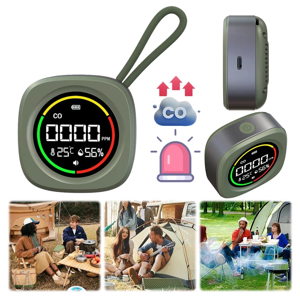1/2PCS Mini Magnetic Carbon Monoxide Detector Temperature Humidity Meter Portable 3-in-1 Air Quality Detector For Camping Travel