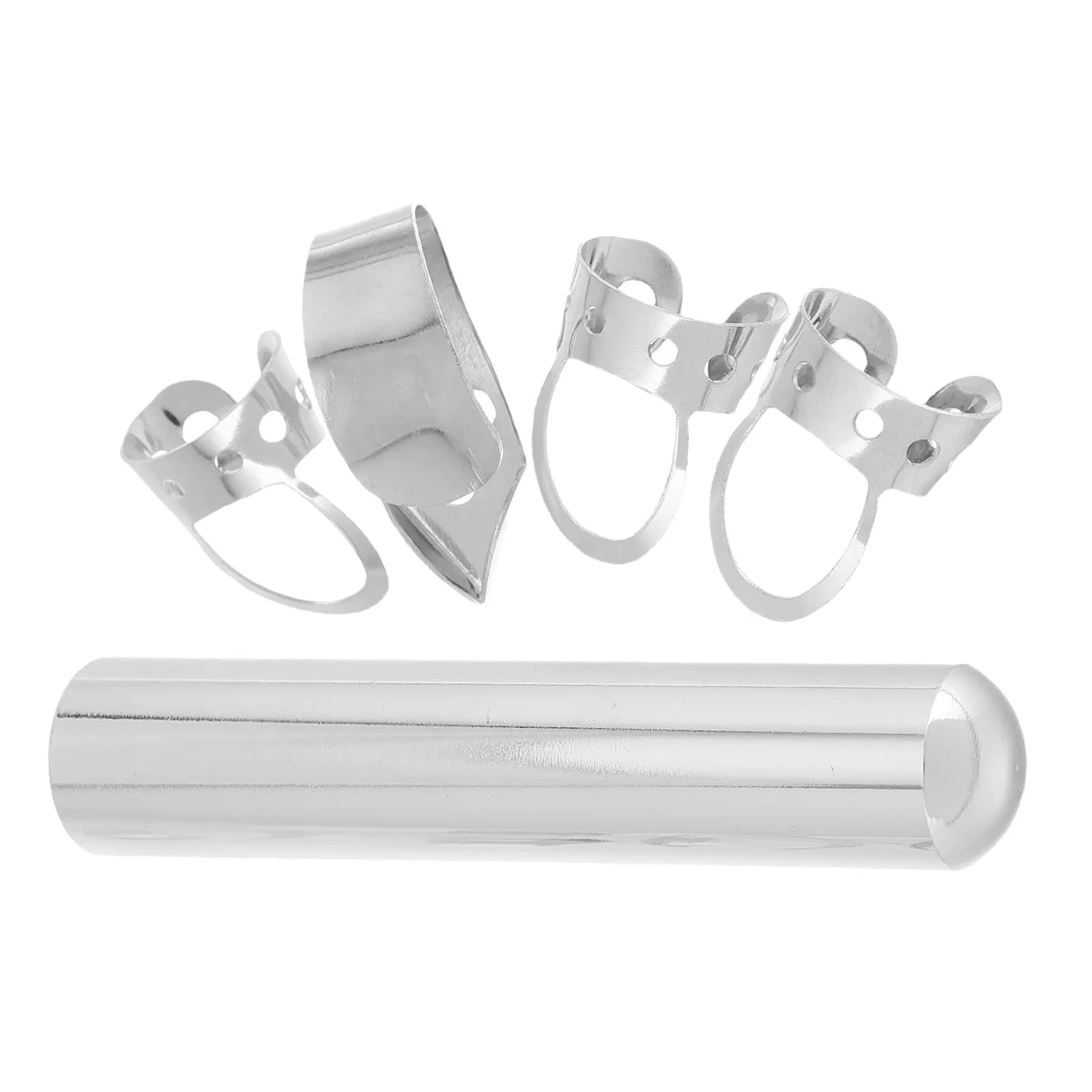 Set di 1 Barra Slide per Chitarra Elettrica in Metallo Argentato, Plettri per Dita, Design Solido, Effetti Sonori Regolabili, Accessori per Chitarra
