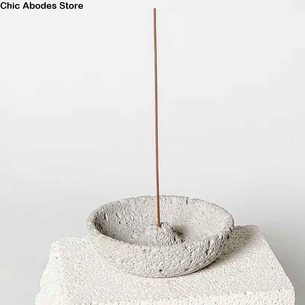 Bruciatore di Incenso in Cemento, Supporto per Bastoncini d'Incenso Stile Planetario con Texture in Calcestruzzo, Multifunzionale con Presa