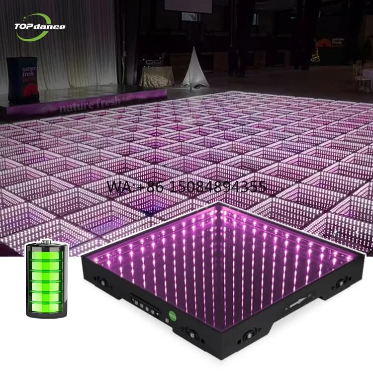 Outdoor Wedding Party Light up Tiles Magnetic Glass More Than 12 Hours of Battery Runtime Panel Led 3d Dance Floor