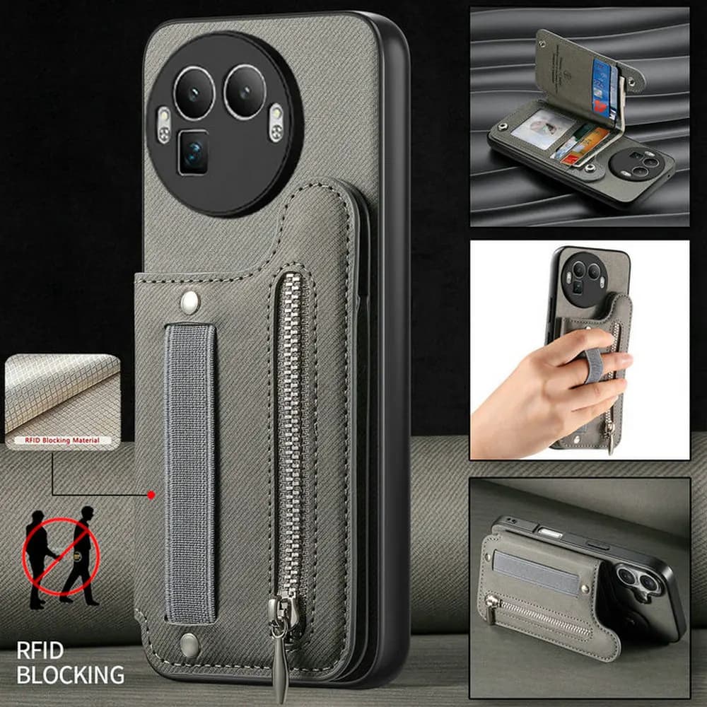Custodia di lusso 5G per OPPO Reno15 Pro Max 15F, con cerniera, in pelle, portafoglio RFID, cover posteriore con cinturino per Reno 15 Pro Mini 15F