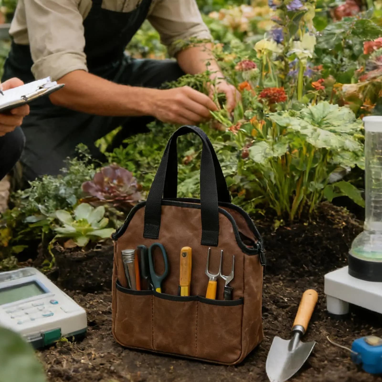 Borsa degli attrezzi Borsa da giardinaggio in tela cerata da 16 once Borsa degli attrezzi resistente per fioristi Officina Uomo Papà Camion Auto Moto Progetto Chiave