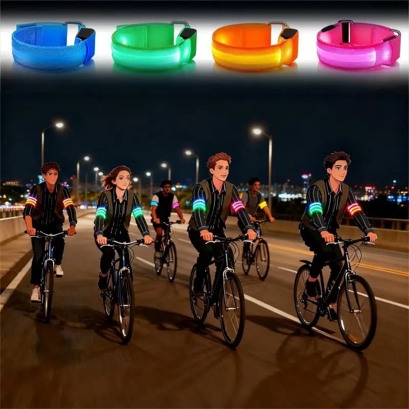LED Armband for Night Race, USB Rechargeable Light for Open Sports, Safety Belt for Arm and Leg, Luminous Bracelet for Cycling