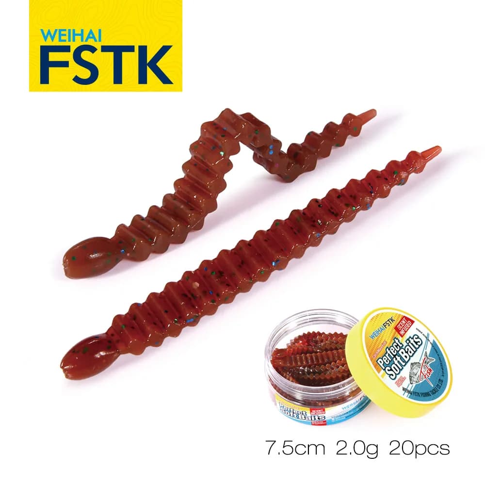 FSTK New Soft Leech Worm Trota Esche Richiamo di Pesca Pesca 3 pollici 7.5 centimetri 2.0g Impianti di perforazione Dropshot Bass Pike Plastica Artificiale Esca Morbida