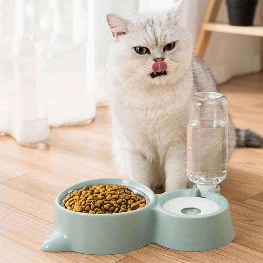 Dog Bowl, Cat Bowl, Anti-Spill Food Bowl, Automatic Feeding and Drinking Bowl Set for Pets