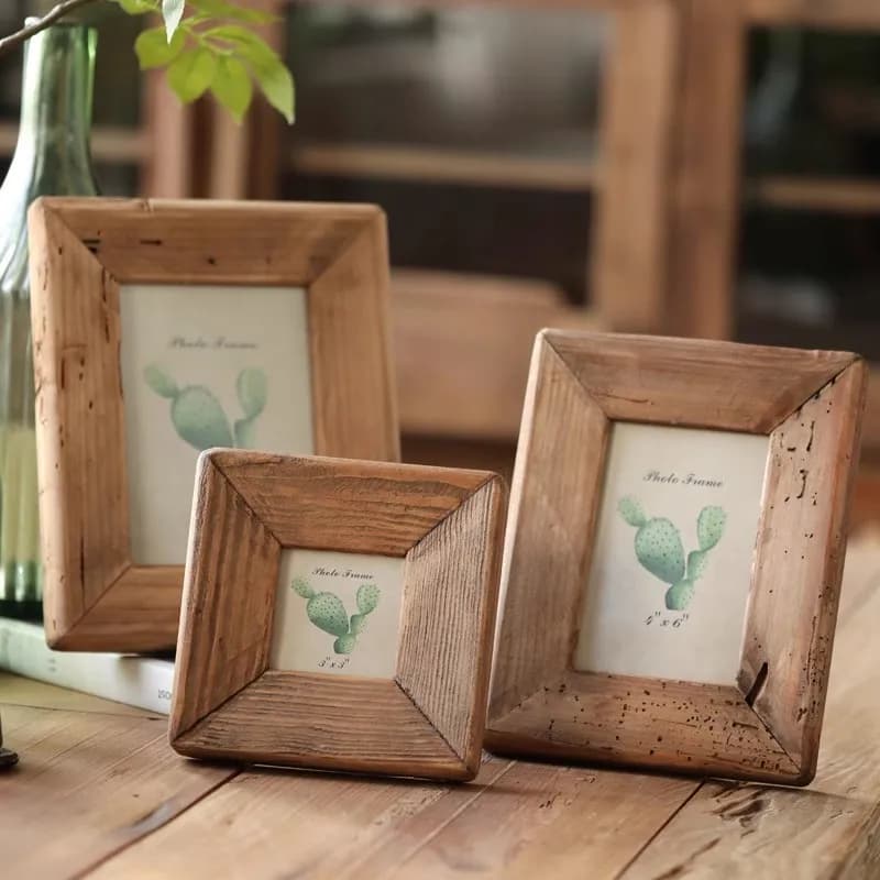 Rustic Style Wooden Artistic Atmosphere Picture Frame 3 Inch/6 Inch/7 Inch Solid Wood Photo Frame Display for Living Room