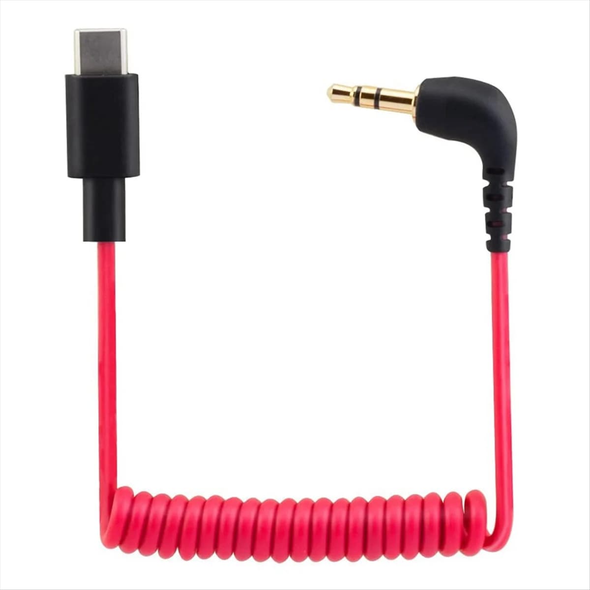 3.5 mm USB C cable for RODE Wireless Go II, AUX DAC male TRS audio adapter cable with spiral right angle