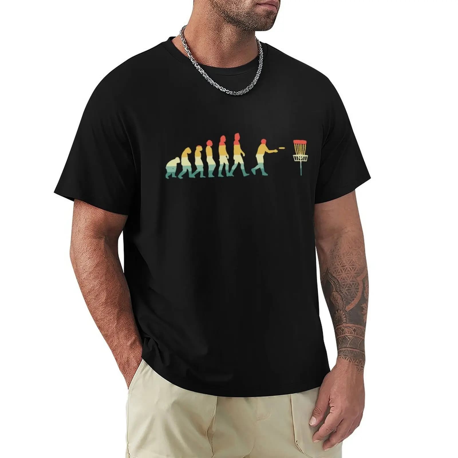 T-shirt Disc Golf Evolution Retro in tessuto elasticizzato, comoda t-shirt
