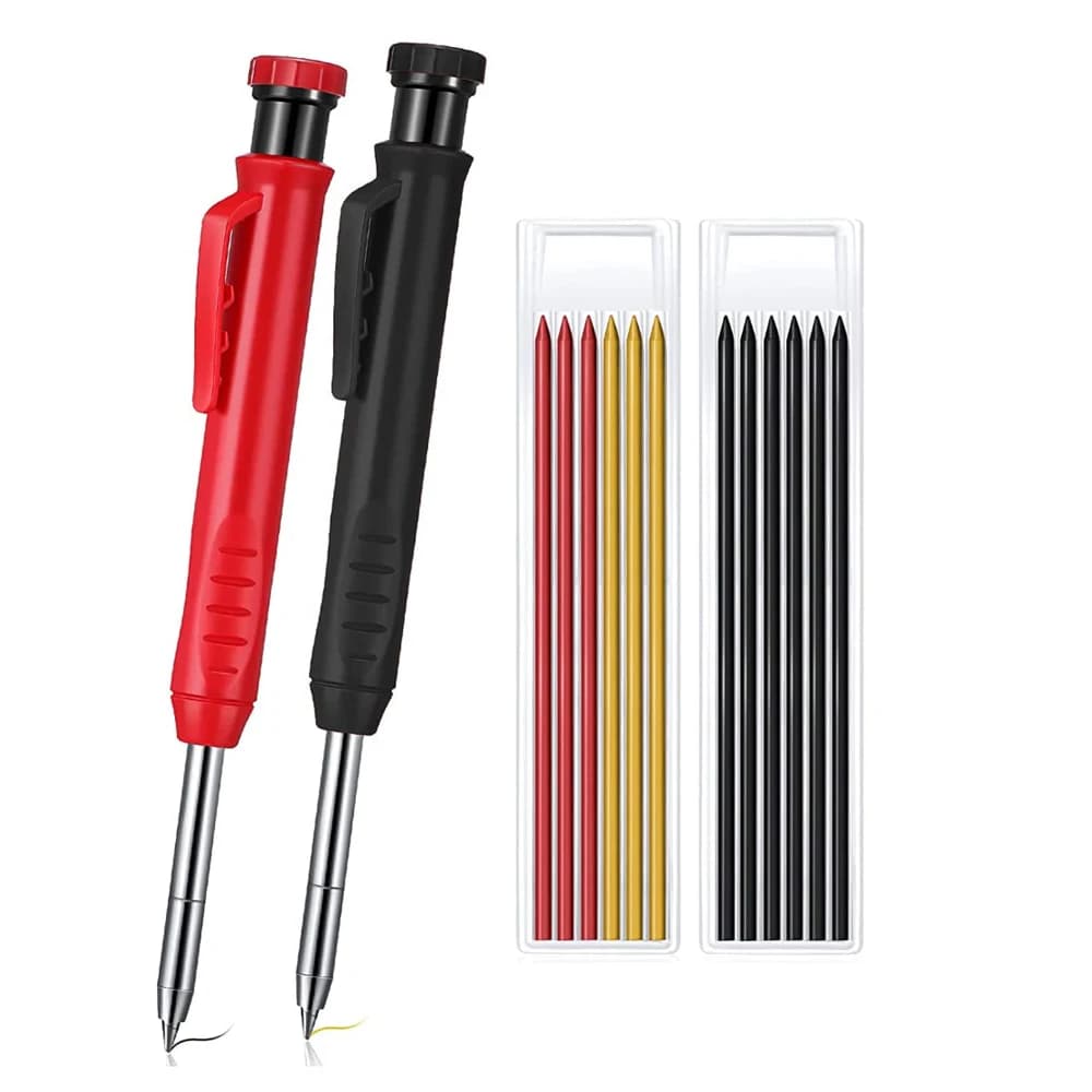 Solid Carpenter Pencil Set Woodworking Tools Mechanical Pencil 3 Colors Refill Construction Job Tools Carpentry Marking Scriber