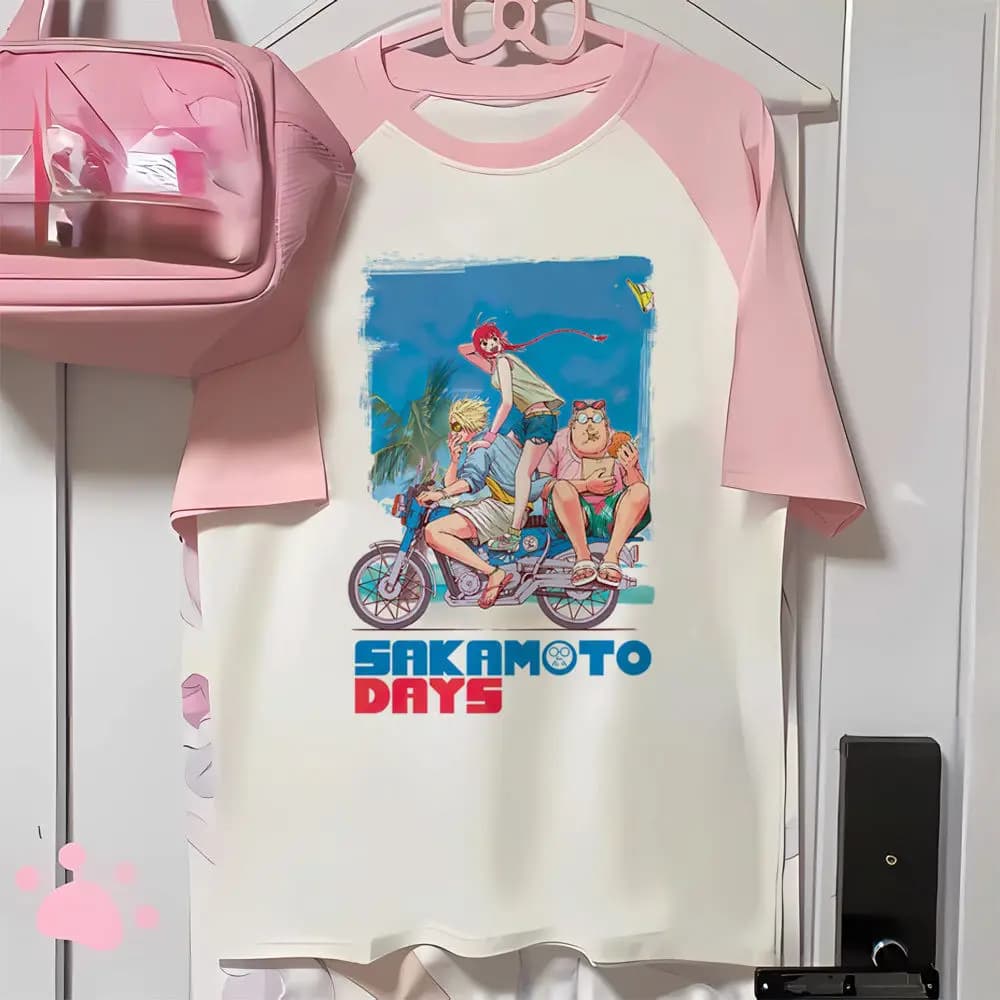 Sakamoto Days shirt girl Retro aesthetic streetwear Pop Culture t-shirt graphic Psychedelic Pastel Breathable Trendy women
