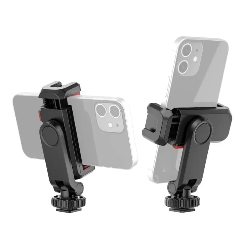 Supporto Multifunzionale Opansten per Telefono, Morsetto per Treppiede Rotante con Doppie Attacchi Cold Shoe per Smartphone e Vlog