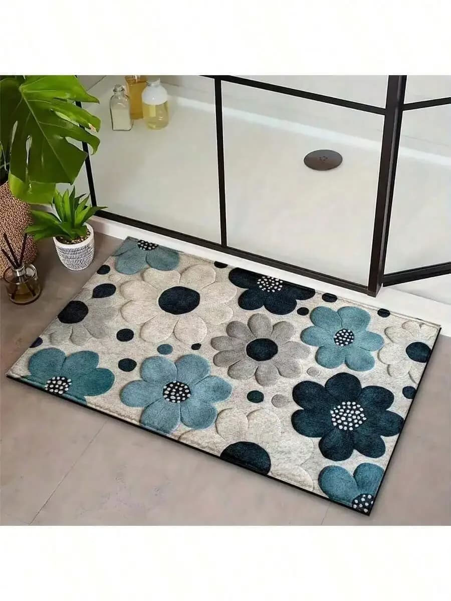 Tappeto da bagno in microfibra floreale 3D, super morbido e antiscivolo, tappetino assorbente in peluche per bagno, camera da letto, cucina, ingresso, interni