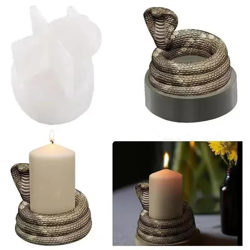 Creative Shape Handmade Molds Cobra Candle Holder Silicone Mold Diy Snake Shape Stick Epoxy Resin Fondant Cake Mould Accessories