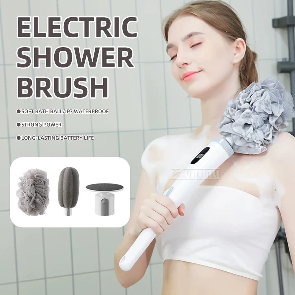 Spazzola da bagno elettrica per lo schienale, artefatto per lo schienale, scrubber per il bagno, ricarica, sfregamento della polvere, fango, spazzola da bagno per massaggio multifunzionale