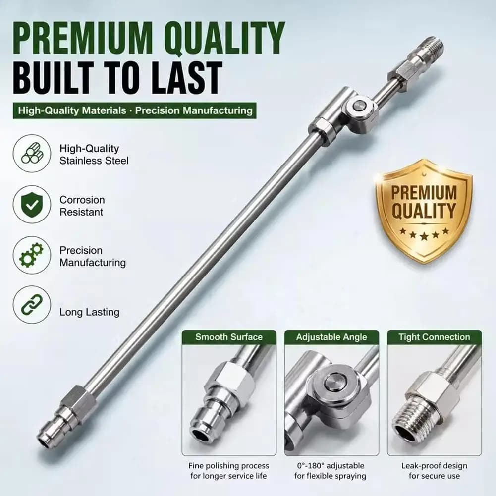 Angle Adjustable Air Conditioner Cleaning Wand With 1/4" Quick Plug For High Pressure Washer Gun Sprayer 25° Fan