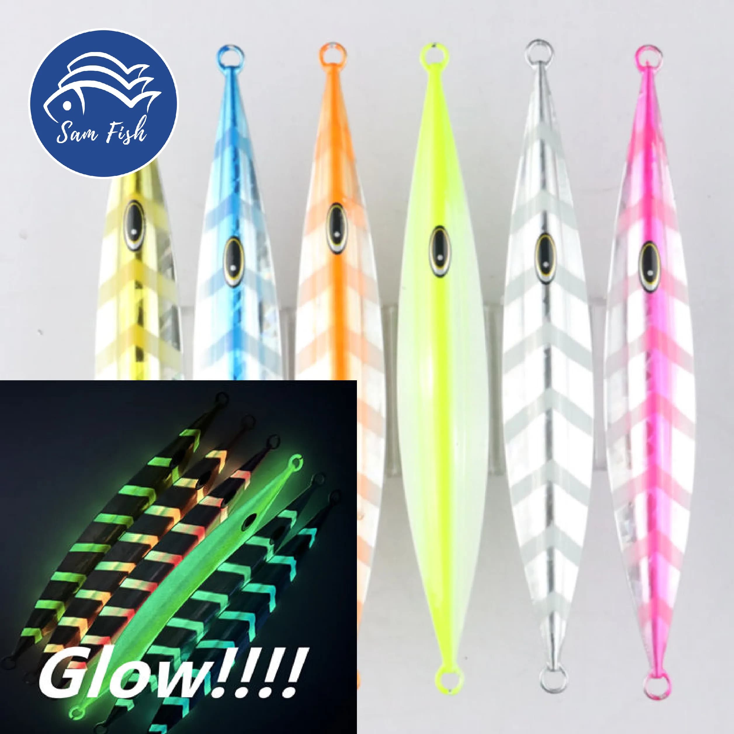 Esche artificiali in metallo con piastra in ferro da 120g/150g/300g, luminose per la pesca notturna, ad affondamento rapido, adatte per la pesca in mare