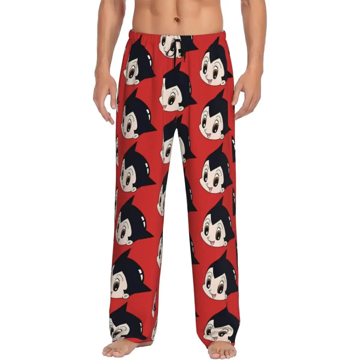 Custom Astroboy Astro Boy Anime Pajama Pants Men's Anime Manga Lounge Sleep Drawstring Sleepwear Bottoms with Pockets