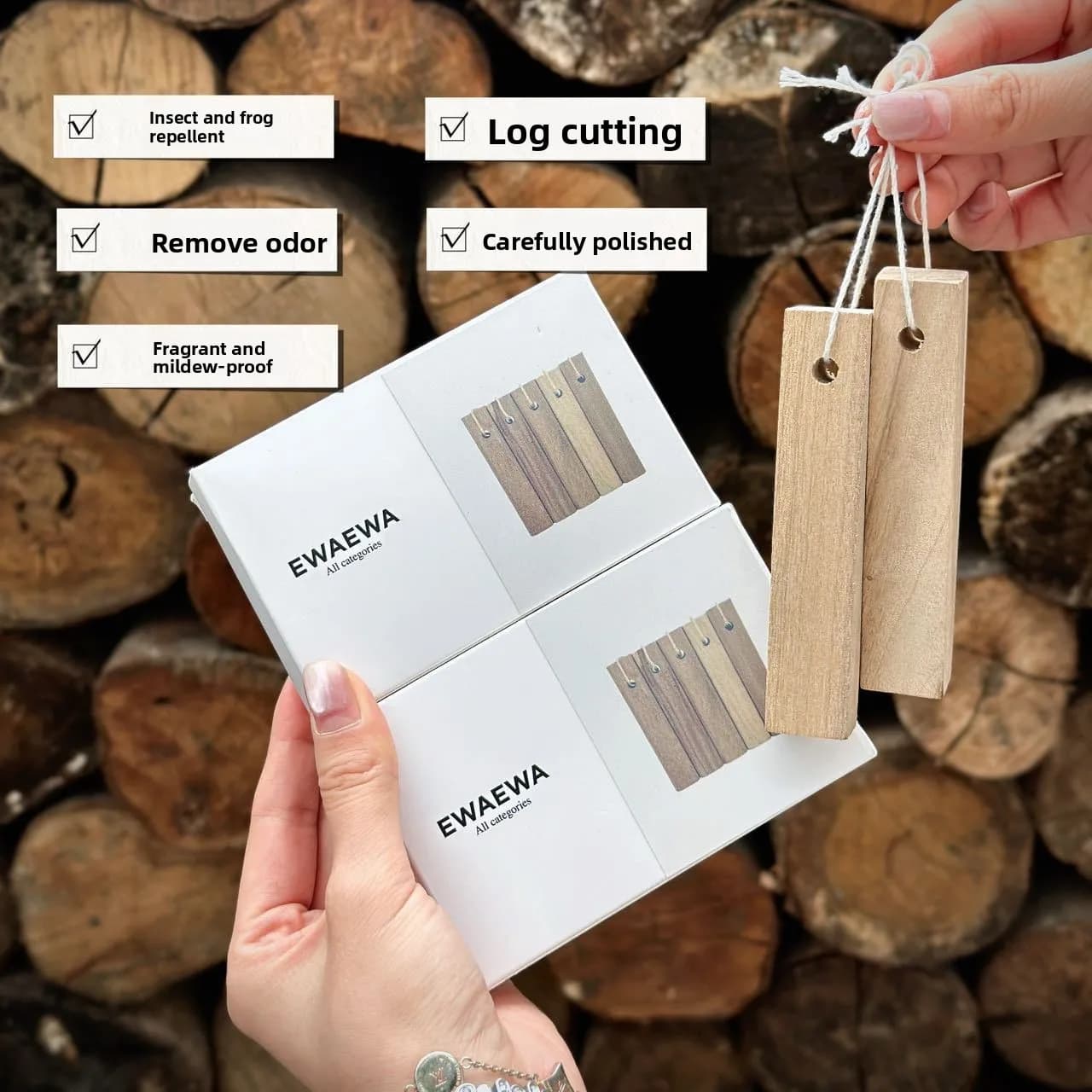 Bastoncini di Legno di Canfora Naturale, Repellente per Insetti e Falene, Antimuffa, Deodorante per Armadi, Diffusore di Aromi, Deodorante Non Tossico per la Casa
