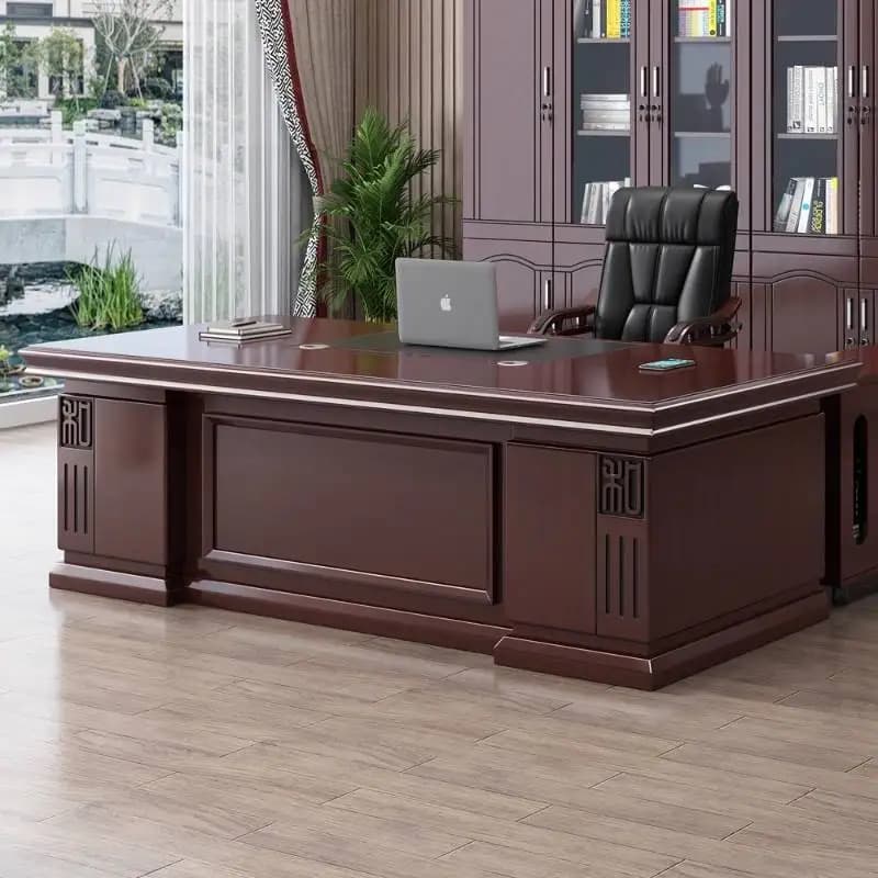 Marrone Grande scrivania da ufficio direzionale Archiviazione economica Studio moderno Scrivania per computer Cassetti da gioco Mesa Escriotorio Tavolo per stazione di lavoro