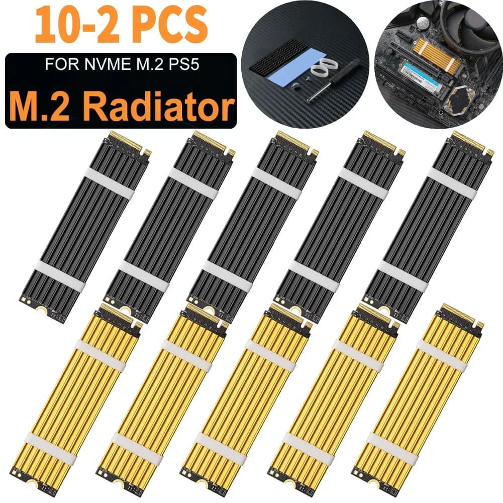 10-2 Pezzi Foglio Termico in Metallo per Disco Rigido con Viti, Pad di Raffreddamento SSD, Accessori Durevoli per PC/Desktop per PS5 NVMe M.2 2280