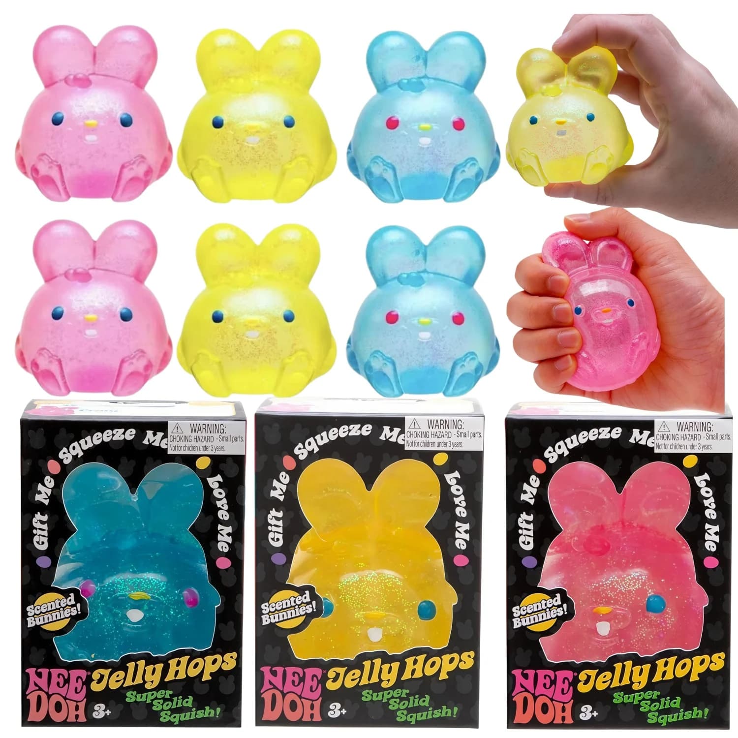 Needoh Nice Cube Uovo di Pasqua Dorato, Giocattoli Antistress Sensoriali da Schiacciare, Regalo per Bambini e Adulti