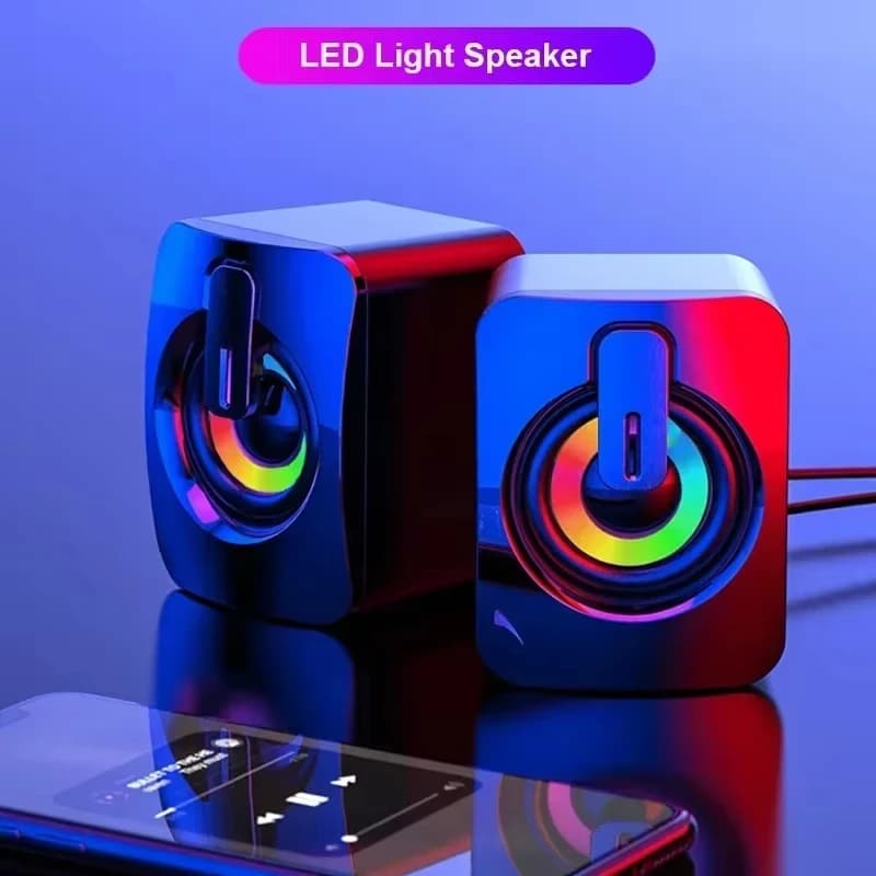 Altoparlanti per Computer Cablati USB, Cassa Audio HIFI Stereo con Microfono e Luce LED per Desktop, Subwoofer all'Ingrosso