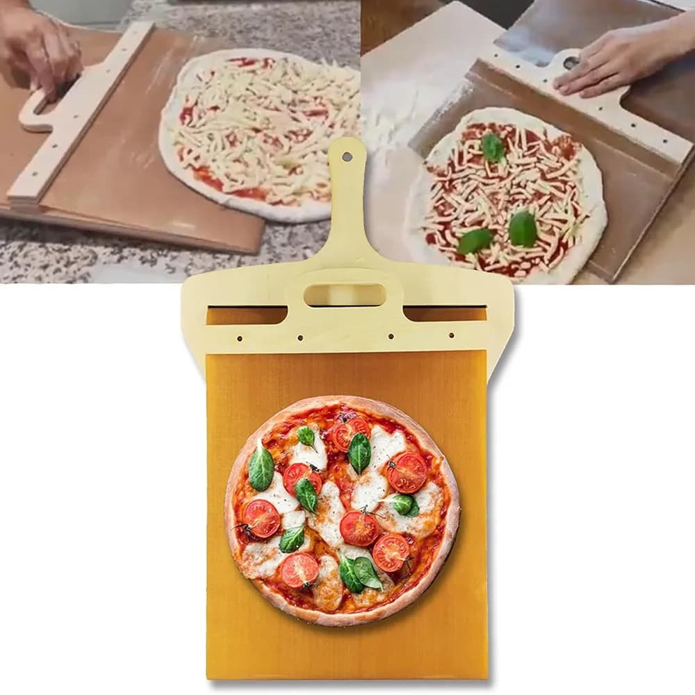 Pala per pizza antiaderente resistente alle alte temperature, manico in legno, piastra per il trasferimento della pizza, articoli per la cottura domestica