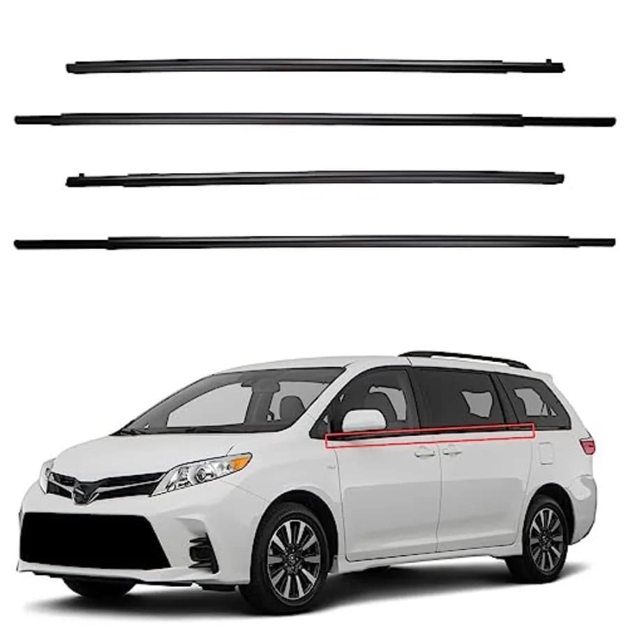Set di 4 Guarnizioni in Gomma per Finestrini Compatibili con Toyota Sienna 2011-2020, Ricambio per Profili Finestrini # 6821008020 6818008020 682300