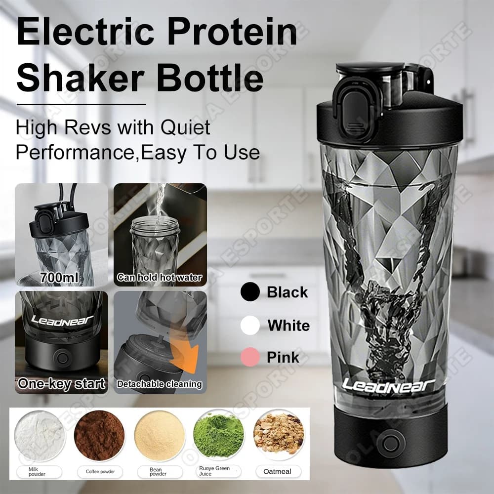 New detachable electric glass for mixing, electric shaker for powdered protein, rechargeable via USB, reusable, suitable for indoor/outside use