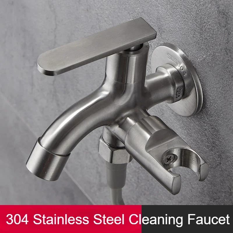 1 In 2 Out Water Tap with Bidet Spray Holder G1/2 Toilet Faucet Bathroom Accessories Mixer Valve