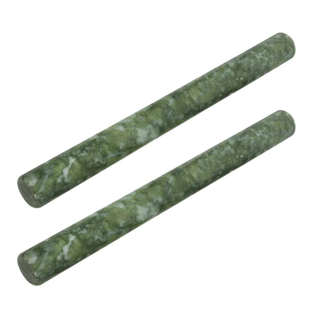 Set di 2 Mattarelli in Marmo di Giada, Rullo Antiaderente in Pietra Naturale Ideale per Ravioli, Pasticceria, Pizza, Fondente, 26 cm