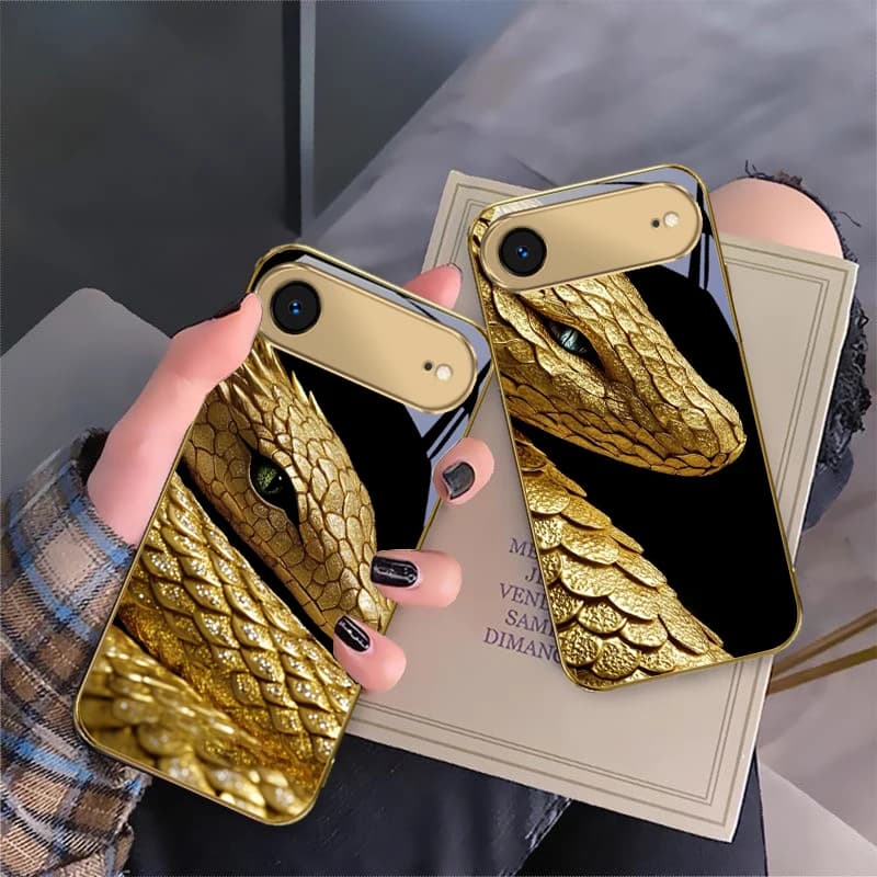 golden dragon scales For IPhone 17 Pro 17ProMax 15 Pro 14 13 Plus 12 13 Mini 11 Pro Max XR 16 E 17Air X Golden glass phone case