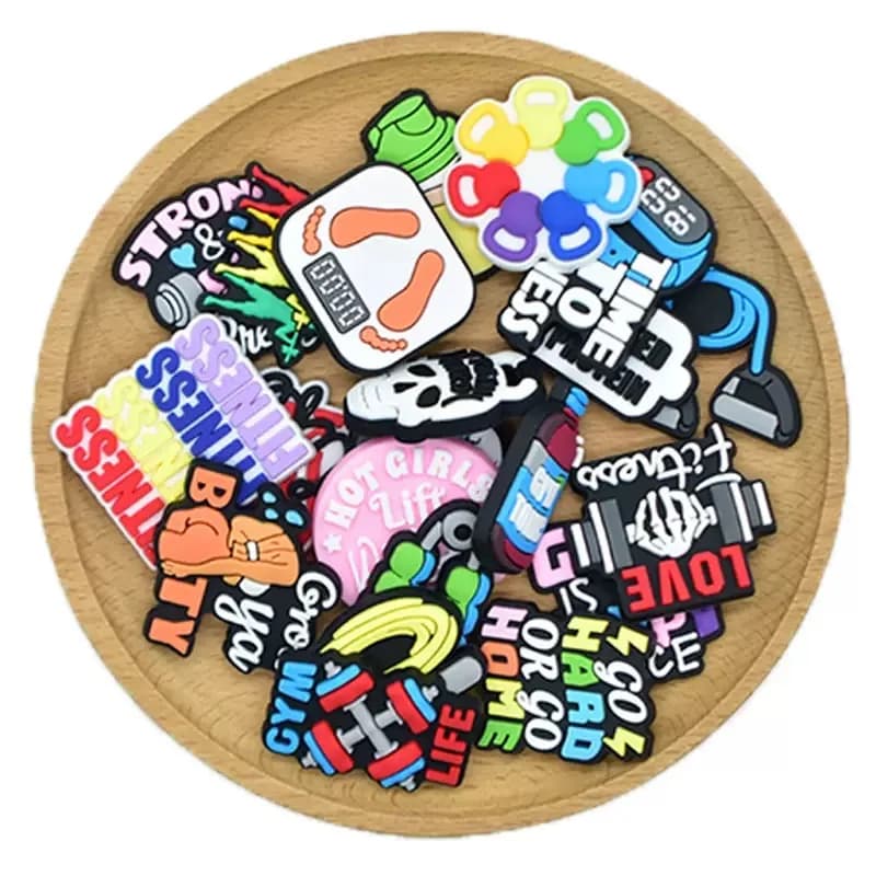 1-21 Pieces Charm for Kettlebell Shaped PVC Shoes, Garden Sandals Decoration with Girls Lifting Pesi, Party Gift