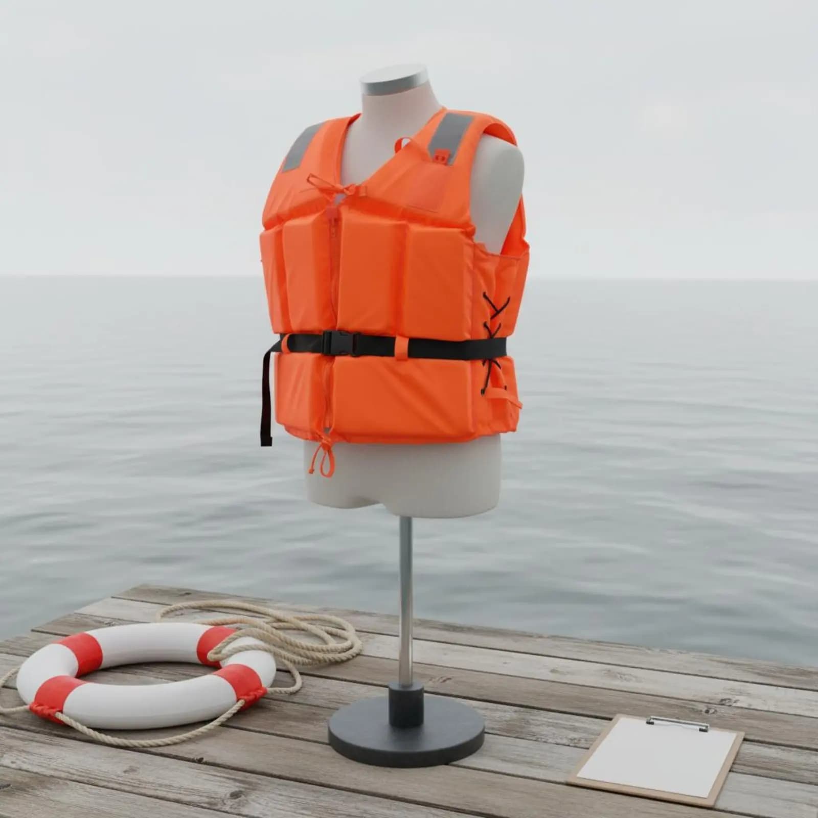 Giubbotto Galleggiante da Pesca Portatile, Giacca di Sicurezza Acquatica con Chiusura a Cerniera, Giubbotto Salvagente Arancione Leggero