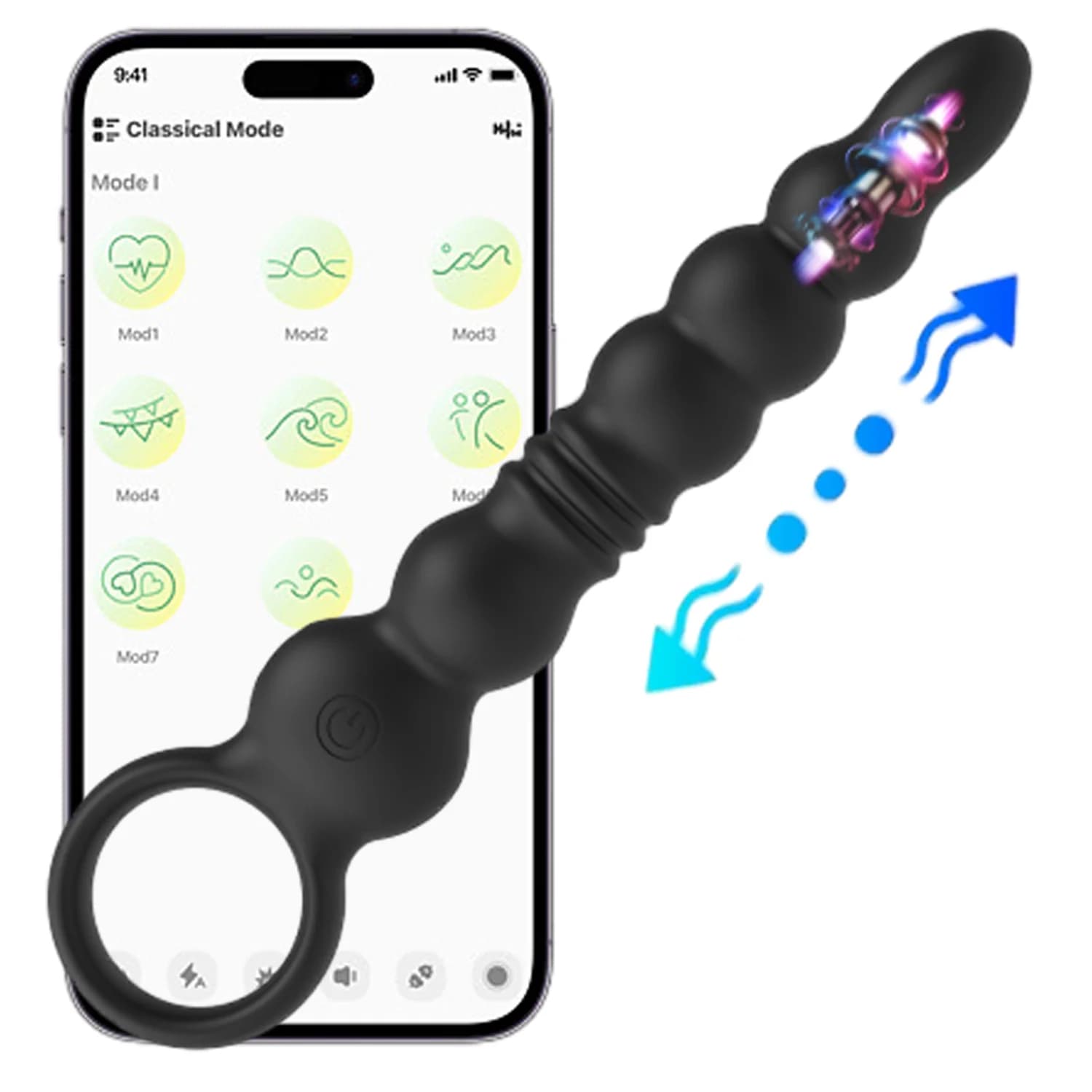 Perline anali telescopiche Plug Butt Vibratore App Controllo Spinta Dildo Massaggiatore della prostata Buttplug Stimolatore Giocattoli del sesso per le donne