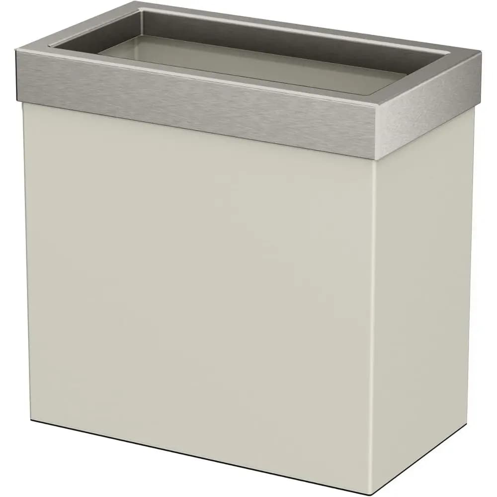 Piccolo Cestino per Bagno con Coperchio, Cestino per Rifiuti in Acciaio Inox da 3 Galloni, Sottolavello, Finitura Opaca Perlata e Nichel Satinato, per Bagno, B