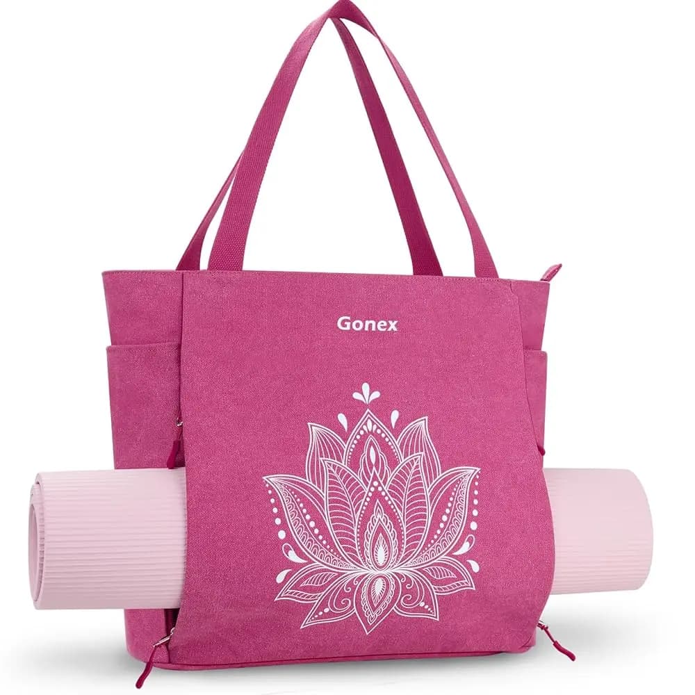Borsa per Tappetino Yoga, Grande Borsa a Tracolla con Tasche Multiple per Donne e Uomini, Porta Tappetino in Tela, Cerniera Completa per Facile Accesso, per Pilates e Palestra