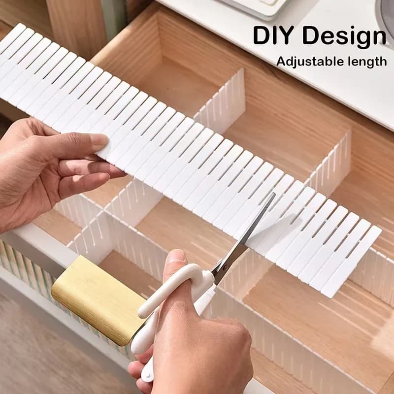 10Pcs Adjustable Drawer Dividers Durable Storage Organizer for Cosmetics Socks Underwear Clothes for Cabinets Home Organization